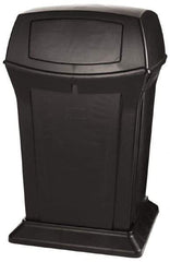 Rubbermaid - 45 Gal Black Square Trash Can - Polyethylene, 41-1/2" High x 24-7/8" Long x 24-7/8" Wide - Exact Tool & Supply