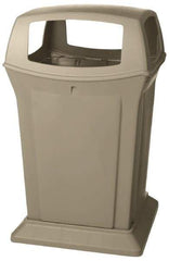 Rubbermaid - 45 Gal Beige Square Trash Can - Polyethylene, 41-1/2" High x 24-7/8" Long x 24-7/8" Wide - Exact Tool & Supply