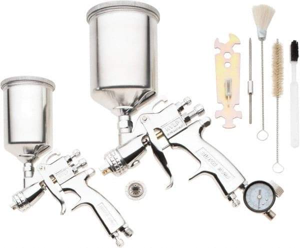 Binks - Gravity Feed High Volume/Low Pressure Paint Spray Gun - 175 Max psi, 7 to 12 CFM, For Adhesives, Enamels, Epoxies, Lacquers, Latex, Polyurethanes, Primers, Sealers, Stains, Varnishes - Exact Tool & Supply