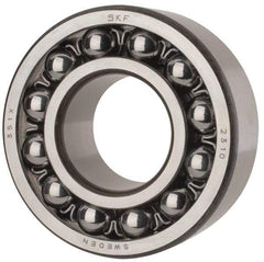 SKF - 50mm Bore Diam, 110mm OD, Open Self Aligning Radial Ball Bearing - 40mm Wide, 2 Rows, Round Bore, 4,500 Lb Static Capacity, 14,300 Lb Dynamic Capacity - Exact Tool & Supply