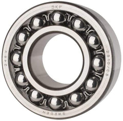 SKF - 50mm Bore Diam, 110mm OD, Open Self Aligning Radial Ball Bearing - 40mm Wide, 2 Rows, Round Bore, 4,500 Lb Static Capacity, 14,300 Lb Dynamic Capacity - Exact Tool & Supply