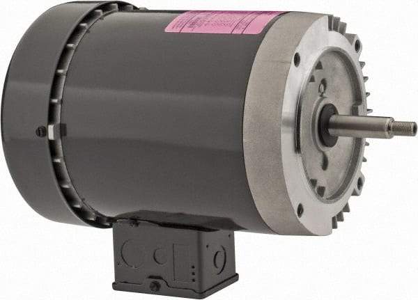 US Motors - 1/2 hp, TEFC Enclosure, No Thermal Protection, 3,500 RPM, 208-230/460 Volt, 60 Hz, Three Phase Standard Efficient Motor - Size 56J Frame, Rigid Mount, 1 Speed, Ball Bearings, 2-1.8/0.9 Full Load Amps, F Class Insulation, Reversible - Exact Tool & Supply
