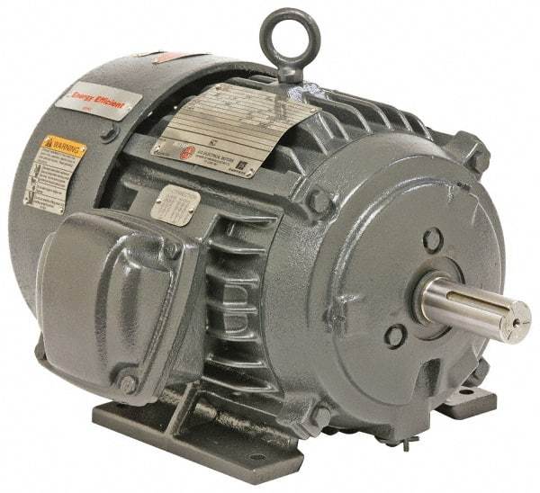 US Motors - 25 hp, TEFC Enclosure, No Thermal Protection, 1,775 RPM, 208-230/460 Volt, 60 Hz, Three Phase Energy Efficient Motor - Size 284 Frame, Rigid Mount, 1 Speed, Ball Bearings, 66-60/29.9 Full Load Amps, F Class Insulation, Reversible - Exact Tool & Supply