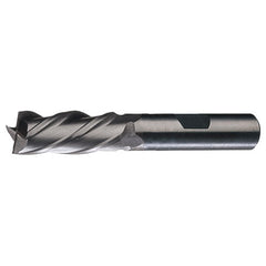 ‎3/16″ × 3/8″ × 1/2″ × 2-3/8″ LHS / LHC HSS HSS Single-End 4-Flute Non-Center Cutting Left Hand Helix Left Hand Cut Finishing End Mill - Bright - Exact Tool & Supply