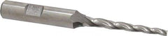 Made in USA - 1.5° Taper Angle per Side, 1/8" Small End Diam, 1-1/2" LOC, High Speed Steel 3 Flute Tapered Square End Mill - 3-1/4" OAL, 3/8" Shank Diam, Spiral Flute - Exact Tool & Supply