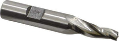 Made in USA - 5° Taper Angle per Side, 1/4" Small End Diam, 1" LOC, High Speed Steel 3 Flute Tapered Square End Mill - 3" OAL, 1/2" Shank Diam, Spiral Flute - Exact Tool & Supply