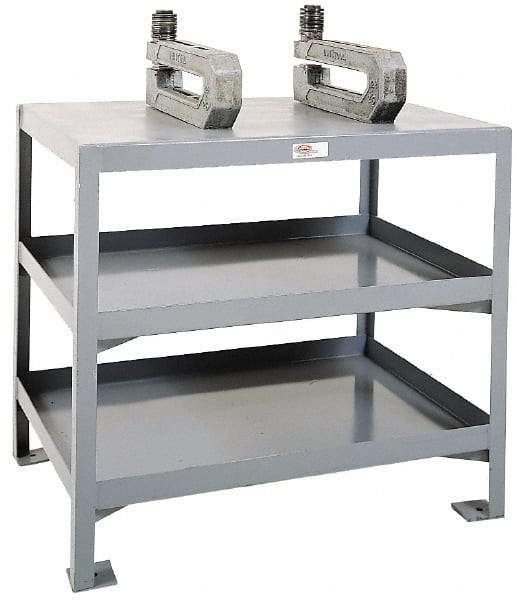 Made in USA - 36 Wide x 18" Deep x 32" High, Steel Machine Work Table - Edge Turned Down, Fixed Legs - Exact Tool & Supply