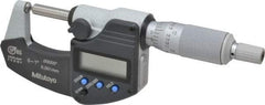 Mitutoyo - 25.4mm Max Measurement, Spherical Face Micrometer - Accuracy Up to 0.0001 Inch, Data Output, 0.0001 Inch Resolution, Electronic Operation, Ratchet Stop Thimble, IP65 Water Resistance Rating, SR44 Battery - Exact Tool & Supply