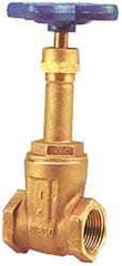 NIBCO - 1-1/2" Pipe, Class 125, Threaded Bronze Solid Wedge Rising Stem Gate Valve - 200 WOG, 125 WSP, Screw-In Bonnet - Exact Tool & Supply