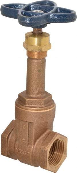 NIBCO - 1" Pipe, Class 125, Threaded Bronze Solid Wedge Rising Stem Gate Valve - 200 WOG, 125 WSP, Screw-In Bonnet - Exact Tool & Supply