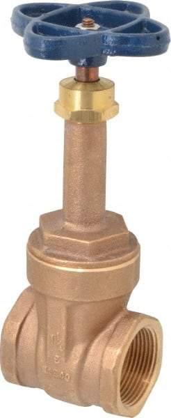 NIBCO - 1-1/4" Pipe, Class 125, Threaded Bronze Solid Wedge Rising Stem Gate Valve - 200 WOG, 125 WSP, Screw-In Bonnet - Exact Tool & Supply