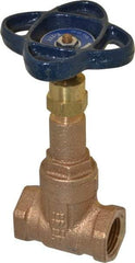 NIBCO - 1/2" Pipe, Class 125, Threaded Bronze Solid Wedge Rising Stem Gate Valve - 200 WOG, 125 WSP, Screw-In Bonnet - Exact Tool & Supply