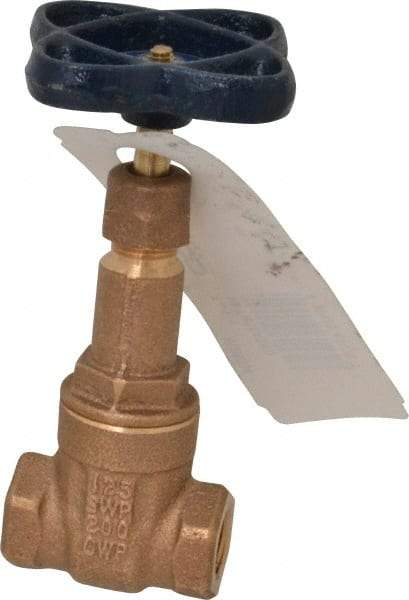 NIBCO - 1/4" Pipe, Class 125, Threaded Bronze Solid Wedge Rising Stem Gate Valve - 200 WOG, 125 WSP, Screw-In Bonnet - Exact Tool & Supply