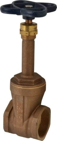 NIBCO - 2" Pipe, Class 125, Threaded Bronze Solid Wedge Rising Stem Gate Valve - 200 WOG, 125 WSP, Screw-In Bonnet - Exact Tool & Supply