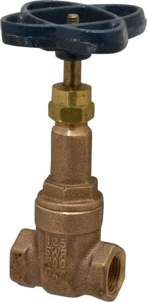 NIBCO - 3/8" Pipe, Class 125, Threaded Bronze Solid Wedge Rising Stem Gate Valve - 200 WOG, 125 WSP, Screw-In Bonnet - Exact Tool & Supply