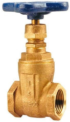 NIBCO - 1-1/2" Pipe, Class 125, Threaded Bronze Solid Wedge Stem Gate Valve with Bronze Handwheel - 200 WOG, 125 WSP, Screw-In Bonnet - Exact Tool & Supply