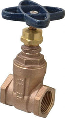 NIBCO - 1" Pipe, Class 125, Threaded Bronze Solid Wedge Stem Gate Valve - 200 WOG, 125 WSP, Screw-In Bonnet - Exact Tool & Supply