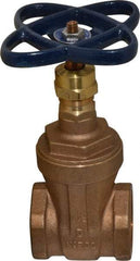 NIBCO - 1-1/2" Pipe, Class 125, Threaded Bronze Solid Wedge Stem Gate Valve - 200 WOG, 125 WSP, Screw-In Bonnet - Exact Tool & Supply