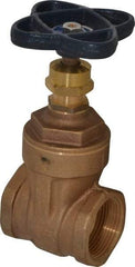 NIBCO - 1-1/4" Pipe, Class 125, Threaded Bronze Solid Wedge Stem Gate Valve - 200 WOG, 125 WSP, Screw-In Bonnet - Exact Tool & Supply