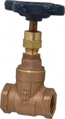NIBCO - 1/2" Pipe, Class 125, Threaded Bronze Solid Wedge Stem Gate Valve - 200 WOG, 125 WSP, Screw-In Bonnet - Exact Tool & Supply