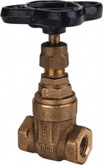 NIBCO - 1/4" Pipe, Class 125, Threaded Bronze Solid Wedge Stem Gate Valve - 200 WOG, 125 WSP, Screw-In Bonnet - Exact Tool & Supply