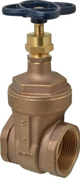 NIBCO - 2-1/2" Pipe, Class 125, Threaded Bronze Solid Wedge Stem Gate Valve - 200 WOG, 125 WSP, Screw-In Bonnet - Exact Tool & Supply
