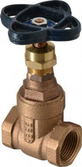 NIBCO - 3/4" Pipe, Class 125, Threaded Bronze Solid Wedge Stem Gate Valve - 200 WOG, 125 WSP, Screw-In Bonnet - Exact Tool & Supply
