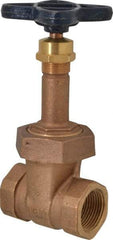 NIBCO - 1" Pipe, Class 125, Threaded Bronze Solid Wedge Rising Stem Gate Valve - 200 WOG, 125 WSP, Union Bonnet - Exact Tool & Supply