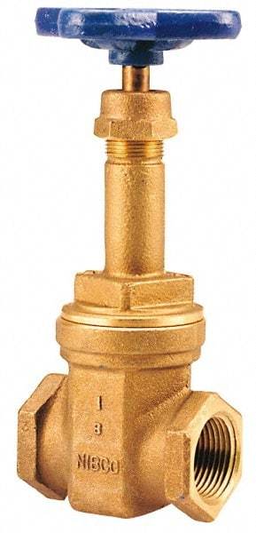 NIBCO - 3" Pipe, Class 125, Threaded Bronze Solid Wedge Rising Stem Gate Valve - 200 WOG, 125 WSP, Union Bonnet - Exact Tool & Supply