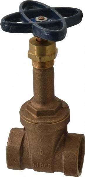 NIBCO - Class 150, Threaded Bronze Solid Wedge Rising Stem Gate Valve - 300 WOG, 150 WSP, Screw-In Bonnet - Exact Tool & Supply