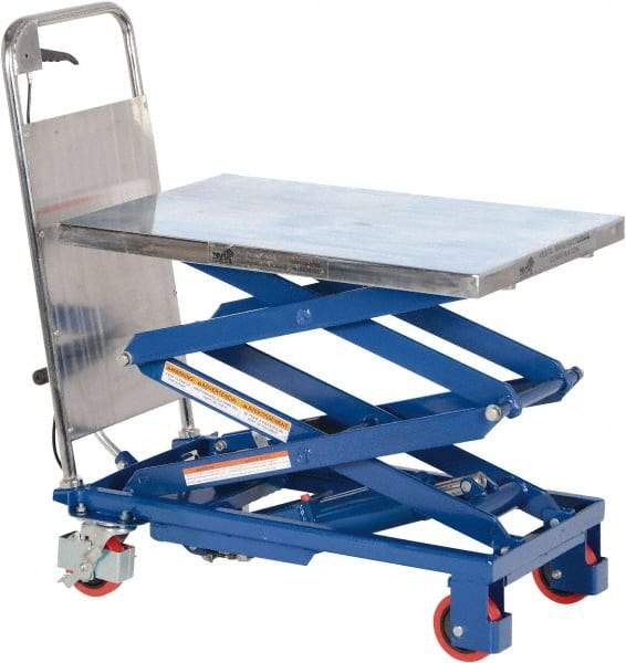 Vestil - 220 Lb Capacity Manual Scissor Elevating Cart - 10" to 51" Lift Height, 27-1/2" Platform Length x 17-1/2" Platform Width - Exact Tool & Supply
