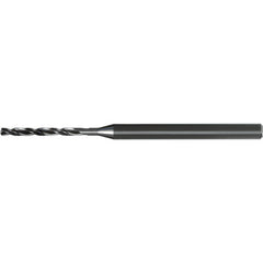 1.4 mm Dia. × 4 mm Shank × 16.5 mm Flute Length × 53 mm OAL, 8xD, 140°, AlTiN Nano, 2 Flute, Coolant Thru, Straight / Cylindrical Solid Carbide Drill - Exact Tool & Supply