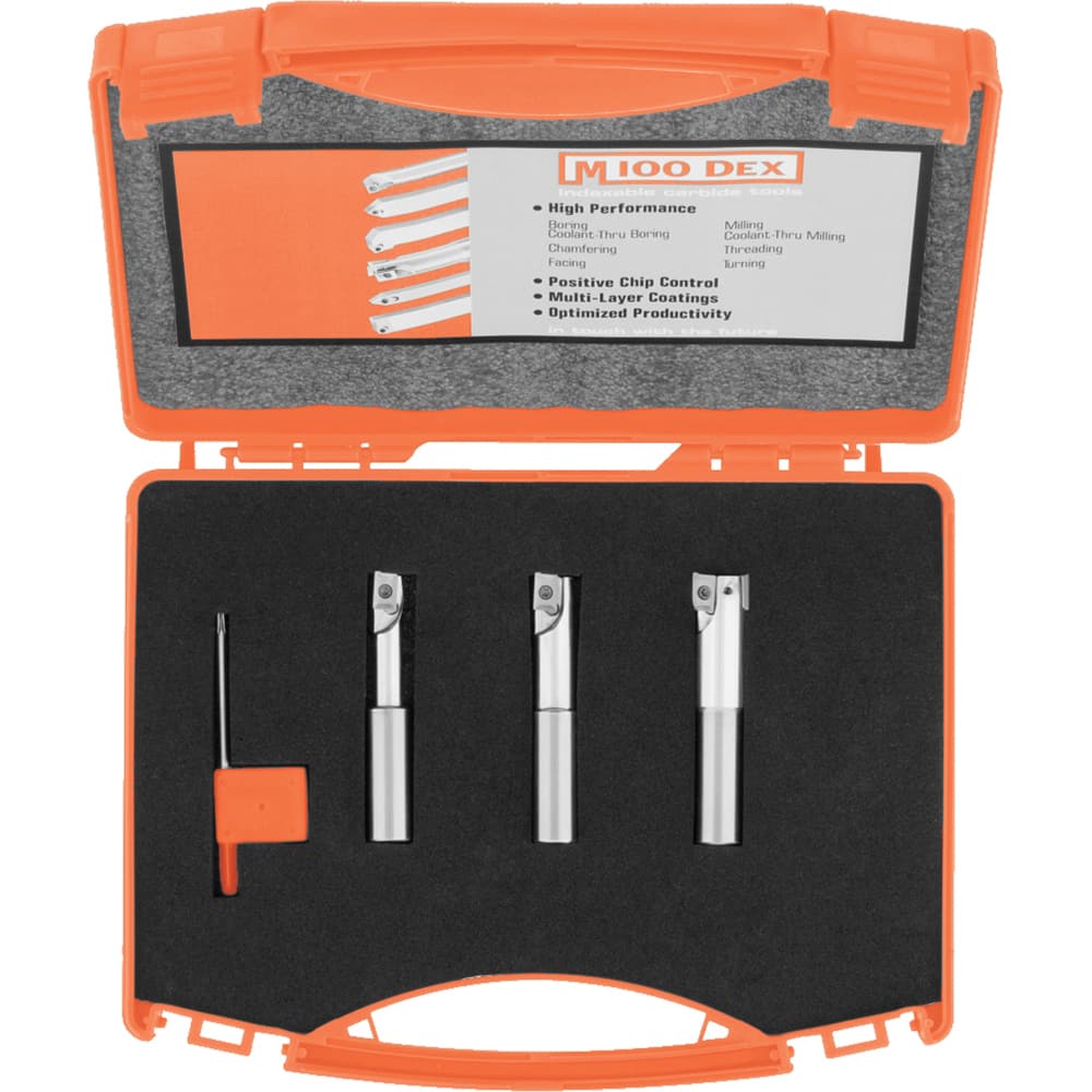 Micro 100 - Indexable End Mill Sets; Minimum Cutting Diameter (Inch): 3/8 ; Maximum Cutting Diameter (Inch): 5/8 ; Minimum Shank Diameter (Inch): 1/2 ; Minimum Shank Diameter (Decimal Inch): 0.5000 ; Maximum Shank Diameter (Inch): 1/2 ; Maximum Shank Dia - Exact Tool & Supply