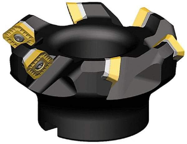 Kennametal - 45° Lead Angle, 3.024" Max Cut Diam, 2.48" Min Cut Diam, 0.26" Max Depth of Cut, Indexable Chamfer and Angle End Mill - 5 Inserts, SE..T 443AE..N Insert Style, 3.855" Overall Length, Straight Shank - Exact Tool & Supply
