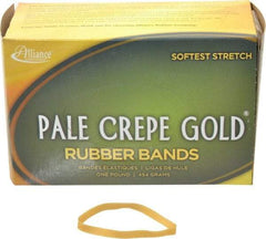 Alliance - 4 Inch Circumference, 1/4 Inch Wide, Pale Crepe Gold Rubber Band Strapping - 490 Pieces - Exact Tool & Supply