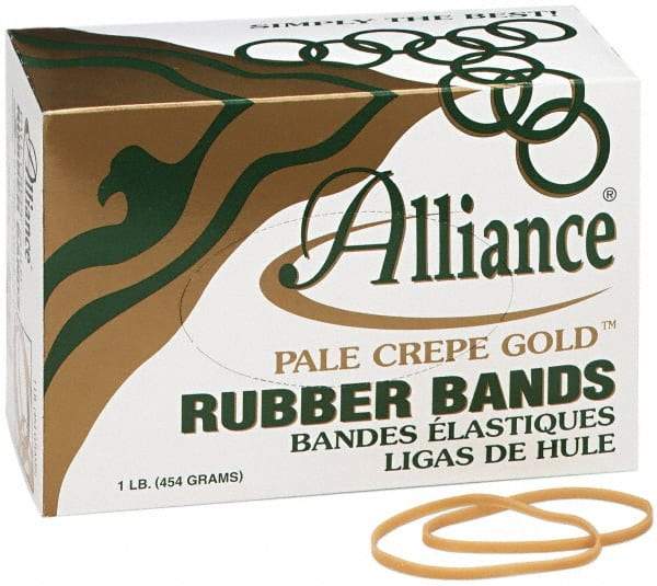 Alliance - 4 Inch Circumference, 1/8 Inch Wide, Pale Crepe Gold Rubber Band Strapping - 970 Pieces - Exact Tool & Supply