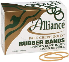 Alliance - 4 Inch Circumference, 1/8 Inch Wide, Pale Crepe Gold Rubber Band Strapping - 970 Pieces - Exact Tool & Supply