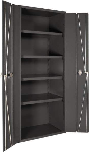 Durham - 4 Shelf Locking Storage Cabinet - Steel, 36" Wide x 24" Deep x 84" High, Gray - Exact Tool & Supply