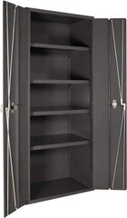 Durham - 4 Shelf Locking Storage Cabinet - Steel, 36" Wide x 24" Deep x 84" High, Gray - Exact Tool & Supply