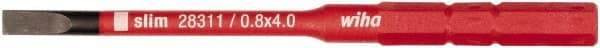 Wiha - 4mm Blade, 15/64" Drive Slotted Screwdriver Bit - 2-61/64" OAL - Exact Tool & Supply
