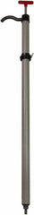 Value Collection - 19/32" Outlet, PVC Hand Operated Drum Pump - 22 oz per Stroke, 38" OAL, For Water Based Fluids, Light Oils, Mild Acids & Corrosive Soaps, Detergents, Waxes, Deodorants - Exact Tool & Supply
