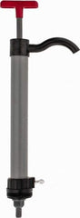 Value Collection - 19/32" Outlet, PVC Hand Operated Drum Pump - 8 oz per Stroke, 22" OAL, For Water Based Fluids, Light Oils, Mild Acids & Corrosive Soaps, Detergents, Waxes, Deodorants - Exact Tool & Supply