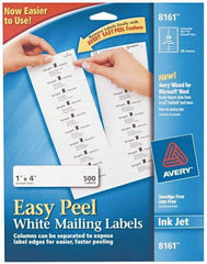 AVERY - 1" Wide x 4" Long, White Paper Shipping Label - For Inkjet Printers - Exact Tool & Supply