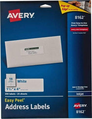 AVERY - 4" Long, White Paper Shipping Label - For Inkjet Printers - Exact Tool & Supply