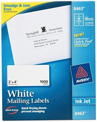 AVERY - 2" Wide x 4" Long, White Paper Shipping Label - For Inkjet Printers - Exact Tool & Supply
