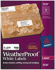 AVERY - 1" Wide x 2-5/8" Long, White Polyester Shipping Label - For Laser Printers - Exact Tool & Supply