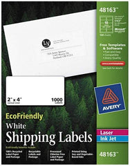 AVERY - 2" Wide x 4" Long, White Paper Shipping Label - For Laser/Inkjet Printers - Exact Tool & Supply