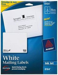 AVERY - 4" Long, White Shipping Label - For Inkjet Printers - Exact Tool & Supply