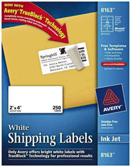 AVERY - 2" Wide x 4" Long, White Paper Shipping Label - For Inkjet Printers - Exact Tool & Supply