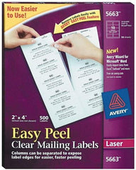 AVERY - 2" Wide x 4" Long, Clear Shipping Label - For Laser Printers - Exact Tool & Supply